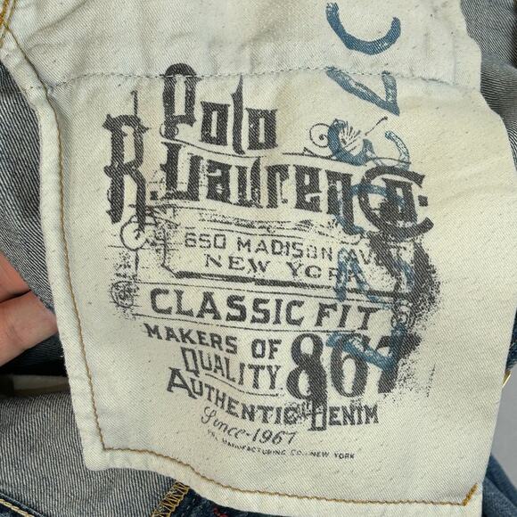 Polo Ralph Lauren 867 Classic Fit Striaght Leg Blue Denim Jeans Men's Size 38x36 - Picture 4 of 11